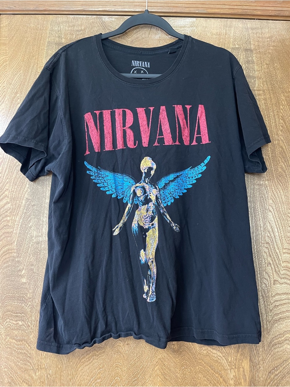 Nirvana In Utero Angel Graphic Tee Black Grunge Band Shirt XL